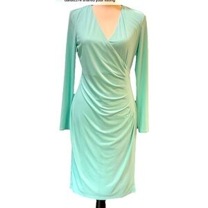 BOGO Chaps Ruched sz 8 Seafoam Mint Dress Knee Length Formal Event Wedding Guest